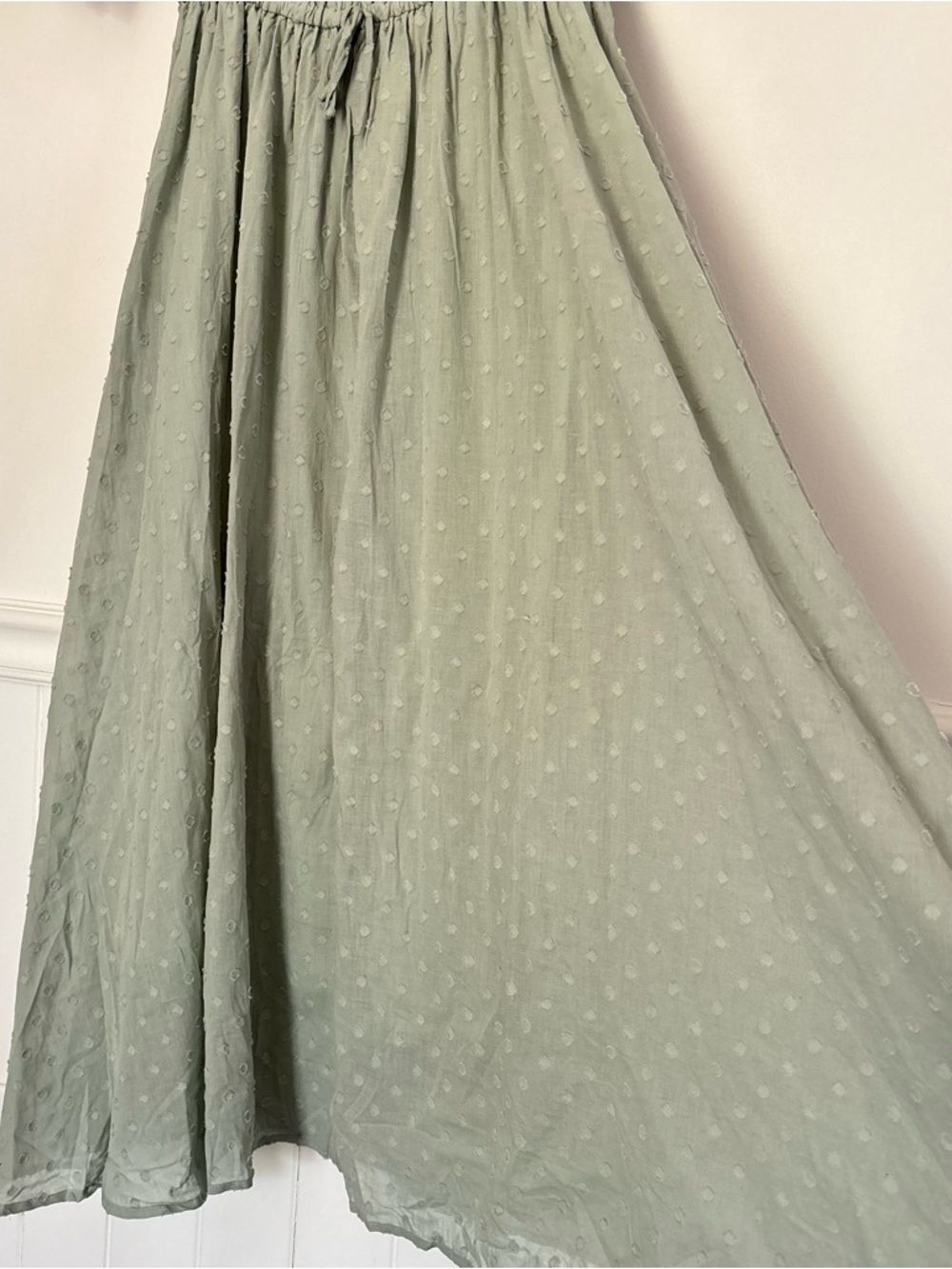 Sage Green Swiss Dot Smocked Midi Dress size Large New nwt Country Cottage c53 - Picture 7 of 16